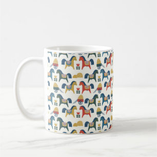 Caneca De Café Padrão com cavalos inspirado na arte escandinava.