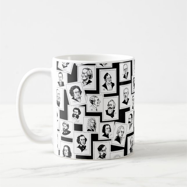 Caneca De Café Padrão com retratos dos maiores compositores (Esquerda)