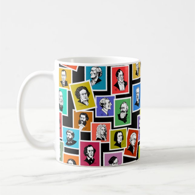 Caneca De Café Padrão com retratos dos maiores compositores (Esquerda)