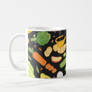 Caneca De Café Padrão constante com comida alimentar, grupo saudá
