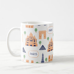 Caneca De Café Padrão constante com os marcos parisienses sig