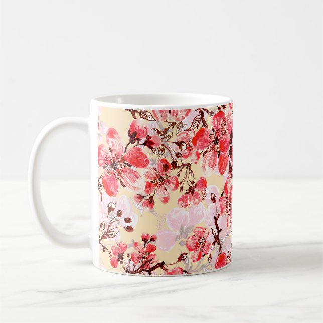 Caneca De Café Padrão constante das flores de primavera u (Esquerda)