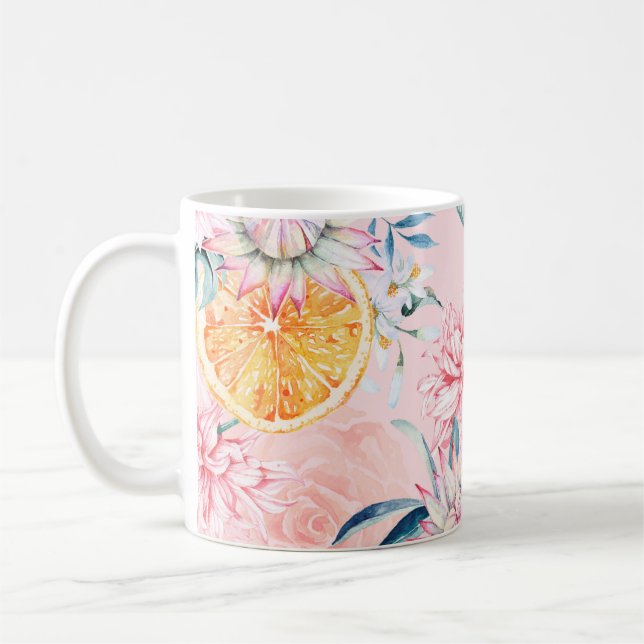 Caneca De Café Padrão constante de crisântemo, laranja e Bloo (Esquerda)