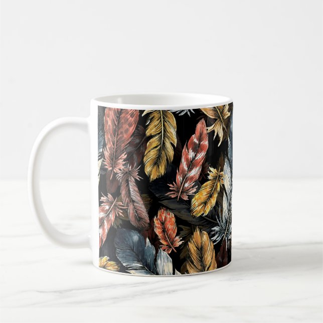 Caneca De Café Padrão constante de penas de aves.  (Esquerda)