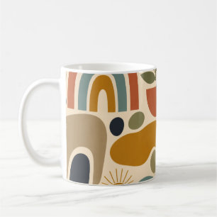 Caneca De Café Padrão contínuo boho arco-íris e botânico