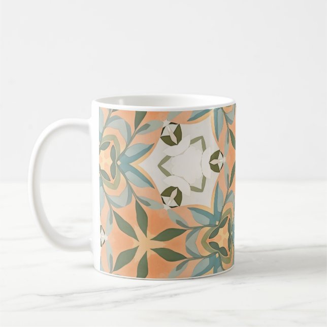 Caneca De Café Padrão contínuo botânico azul damasco (Esquerda)