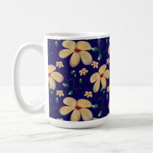 Caneca De Café Padrão contínuo botânico em aquarela  