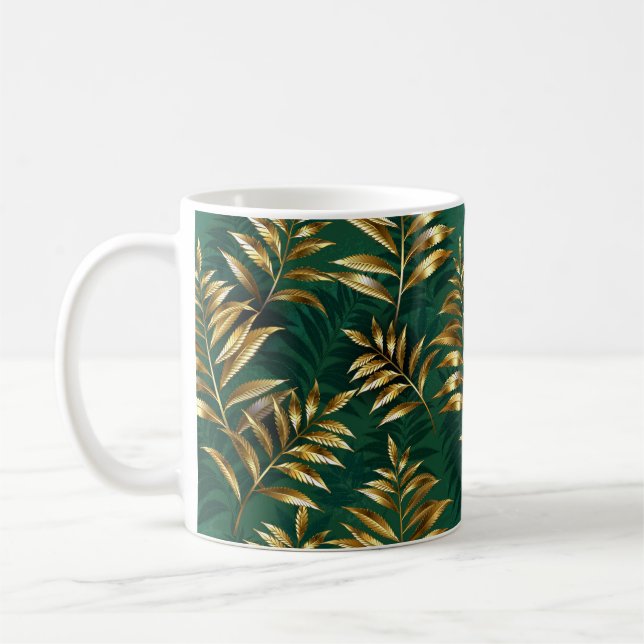 Caneca De Café Padrão contínuo com samambaias douradas (Esquerda)