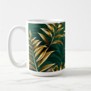 Caneca De Café Padrão contínuo com samambaias douradas