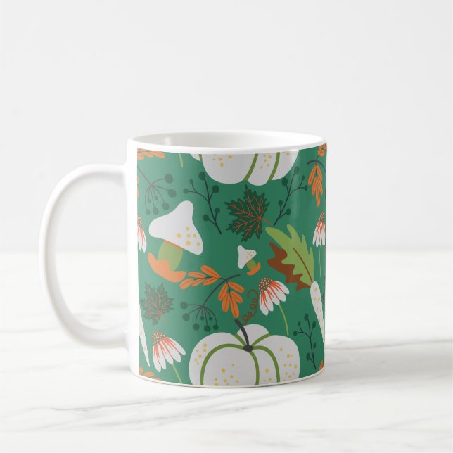 Caneca De Café Padrão contínuo de abóbora com cenouras e cogumelo (Esquerda)
