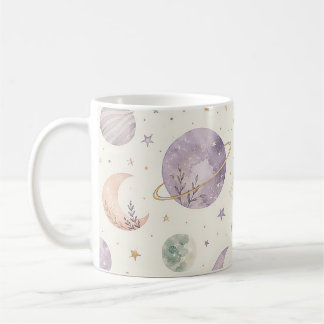 Caneca De Café Padrão contínuo de água-forte boho de espaço e pla
