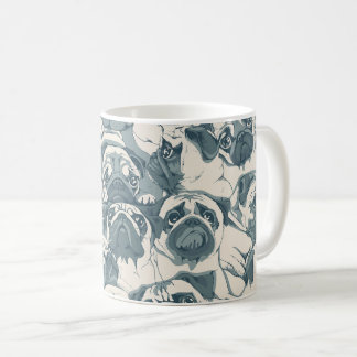 Caneca De Café Padrão contínuo de cachorro pug fofo