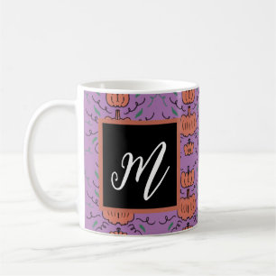 Caneca De Café Padrão contínuo de desenho de abóbora de Halloween