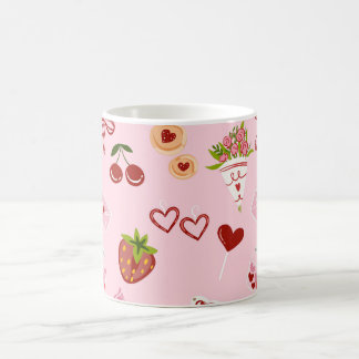 Caneca De Café Padrão contínuo de Dia dos Namorados Fofo – Coraçõ
