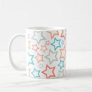 Caneca De Café Padrão contínuo de estrelas pastel retrô fofas