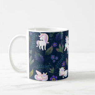 Caneca De Café Padrão contínuo de Floresta Noturna do Unicórnio M