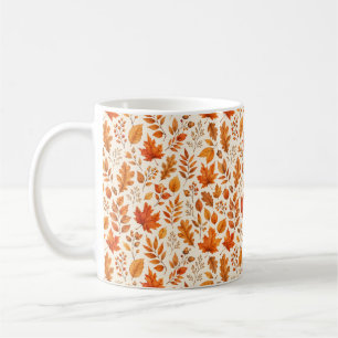 Caneca De Café Padrão contínuo de folhas quentes de outono