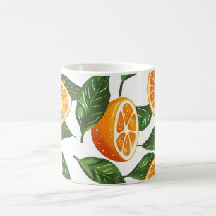 Caneca De Café Padrão contínuo de fruta botânica laranja cítrica