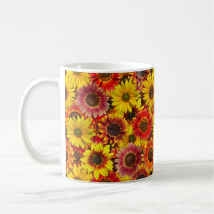 Caneca De Café Padrão contínuo de girassóis