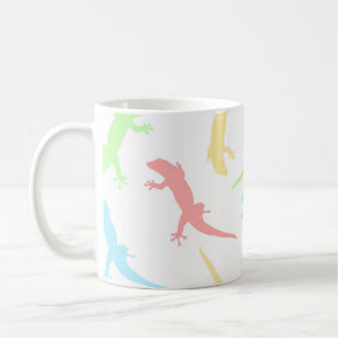 Caneca De Café Padrão contínuo de lagartixa cute pastel