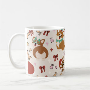 Caneca De Café Padrão contínuo de Natal fofo do Corgi