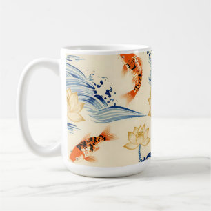 Caneca De Café Padrão contínuo de peixes Koi e Lótus