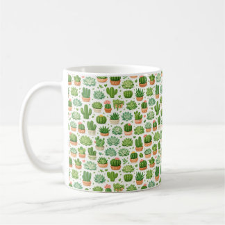 Caneca De Café Padrão contínuo de planta suculenta fofa
