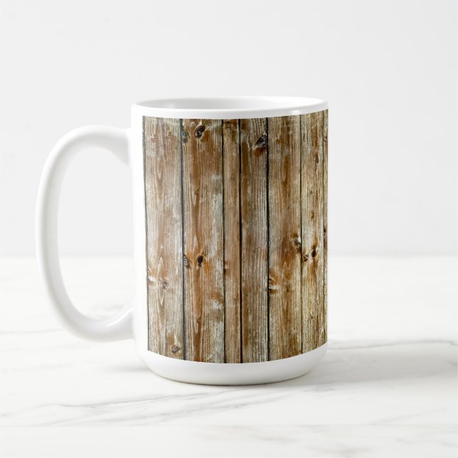 Caneca De Café Padrão contínuo de tábua de madeira marrom desgast (Esquerda)