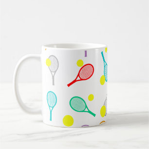 Caneca De Café Padrão contínuo de tênis colorido - Raquete e Bola