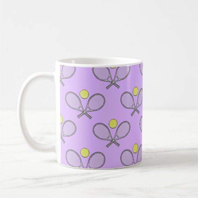 Caneca De Café Padrão contínuo de tênis - Raquete e Bola  (Esquerda)