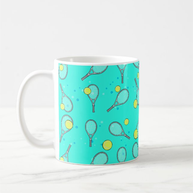 Caneca De Café Padrão contínuo de tênis - Raquete e Bola (Esquerda)