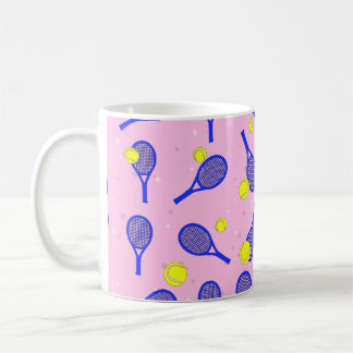 Caneca De Café Padrão contínuo de tênis - Raquete e bola azuis