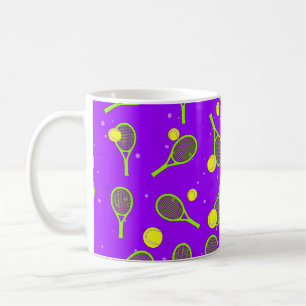 Caneca De Café Padrão contínuo de tênis - Raquete e bola verdes