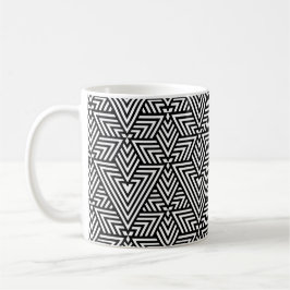 Caneca De Café Padrão contínuo de triângulo Art Déco preto e bran