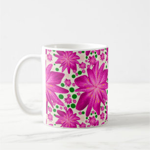 Caneca De Café Padrão contínuo floral rosa quente