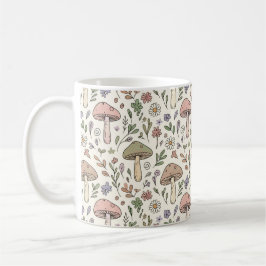 Caneca De Café Padrão Contínuo Neutro Bege Terra Mushroom