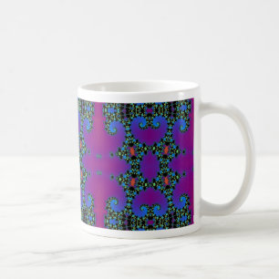 Caneca De Café padrão contínuo roxo Gráfico de computador digital
