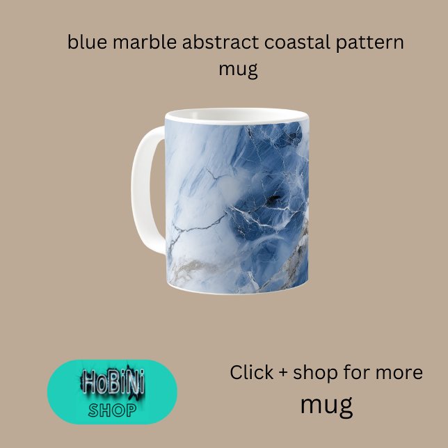 Caneca De Café padrão costeiro abstrato de mármore azul (blue marble abstract coastal pattern coffee mug)