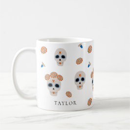 Caneca De Café Padrão Crânio De Açúcar Gelado | Halloween moderno