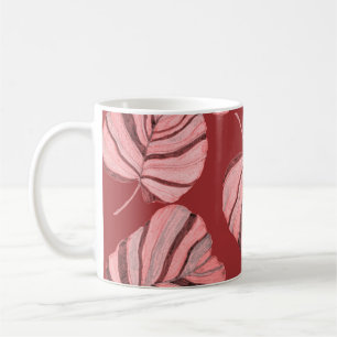 Caneca De Café Padrão criativo sem costura com folhas tropicais e