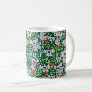 Caneca De Café Padrão Cute Koala Personaliza o Hunter Verde