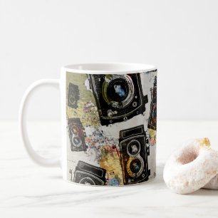Caneca De Café Padrão da câmera de viagens vintage