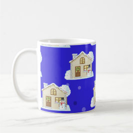 Caneca De Café Padrão da Casa de Natal - Fundo Azul