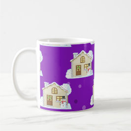 Caneca De Café Padrão da Casa de Natal - Fundo Roxo