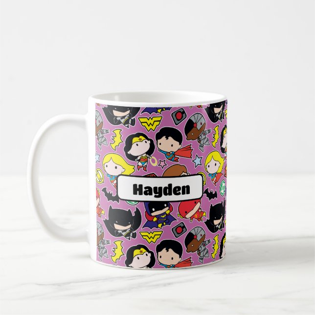 Caneca De Café Padrão da Liga da Justiça Chibi em Roxo (Esquerda)