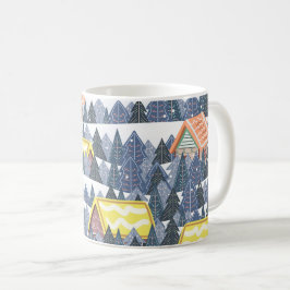 Caneca De Café Padrão da vila de Natal Snowy