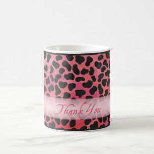 Caneca De Café Padrão daltônico rosa e negro obrigado