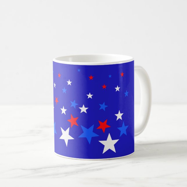 Caneca De Café Padrão das estrelas azul, vermelha e branca (Frente Esquerda)