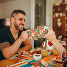 Caneca De Café Padrão das flores tropicais víbicas do Havaí