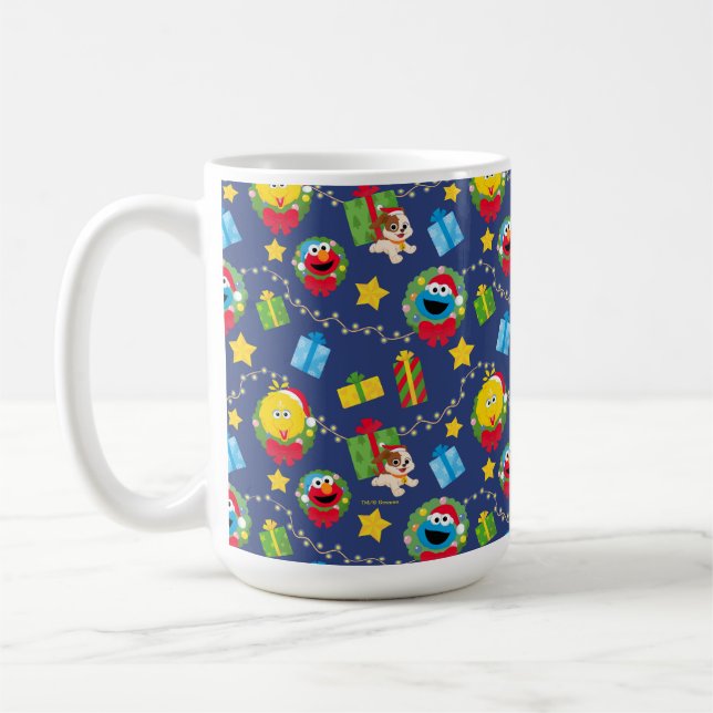 Caneca De Café Padrão das Luzes de Natal da Rua Sésame (Esquerda)